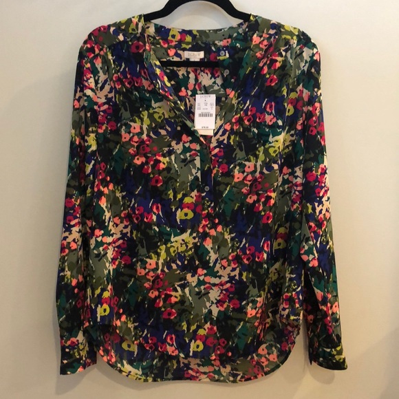 J Crew floral long sleeve blouse, NWT, size small - Picture 1 of 3